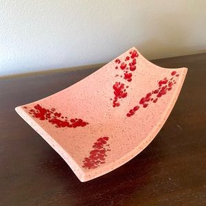 MCM Style Speckle Glaze Pink Red Trinket Dish